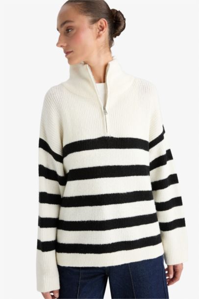 Pull tricot demi-zippé Coupe décontractée