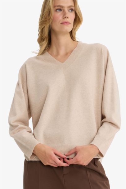 Oversize Fit V-Neck Knitwear Pullover