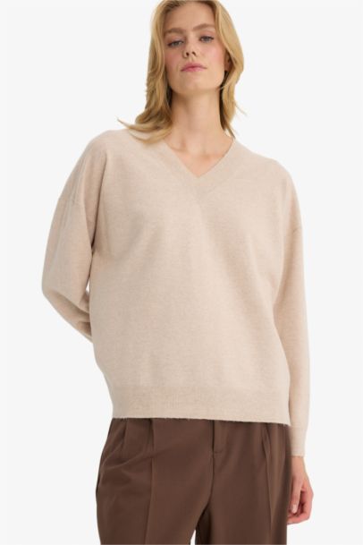 Oversize Fit V-Neck Knitwear Pullover