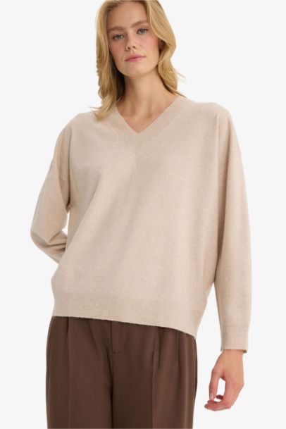 Oversize Fit V-Neck Knitwear Pullover