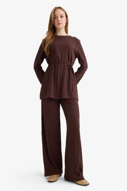 Regular Fit Crew Neck Long Sleeve Tunic