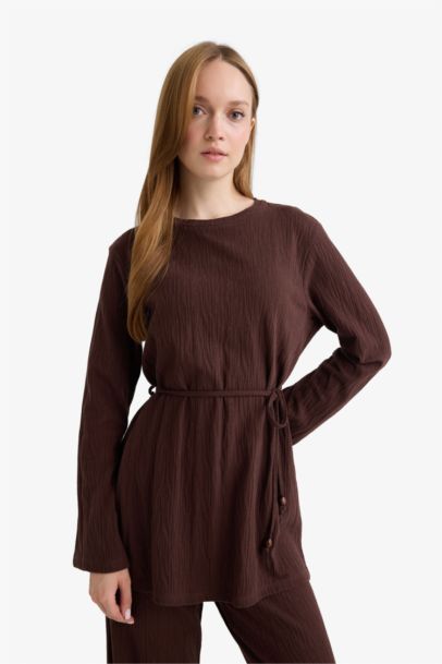 Regular Fit Crew Neck Long Sleeve Tunic