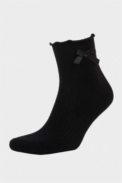Woman Ribbon 3 Piece Cotton Ankle Socks