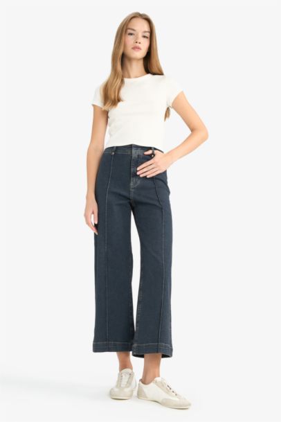 Jean long taille haute Coupe culotte