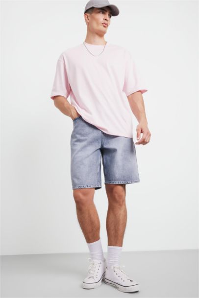 Cotton Straight Fit Denim Bermuda Shorts