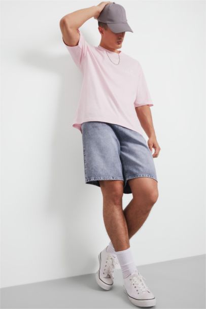 Cotton Straight Fit Denim Bermuda Shorts