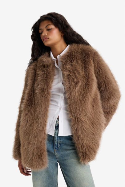 Regular Fit Faux Fur Jacket