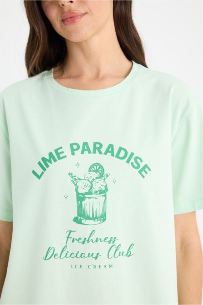 Fall in Love Regular Fit Crew Neck Short Sleeve Dress