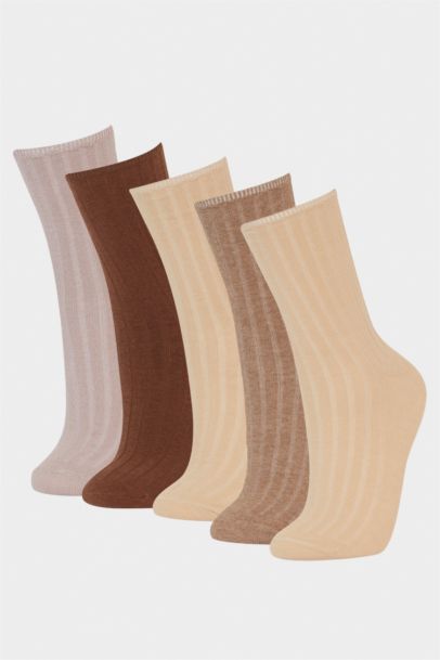 Lot de 5 Chaussettes longues en coton pour femme