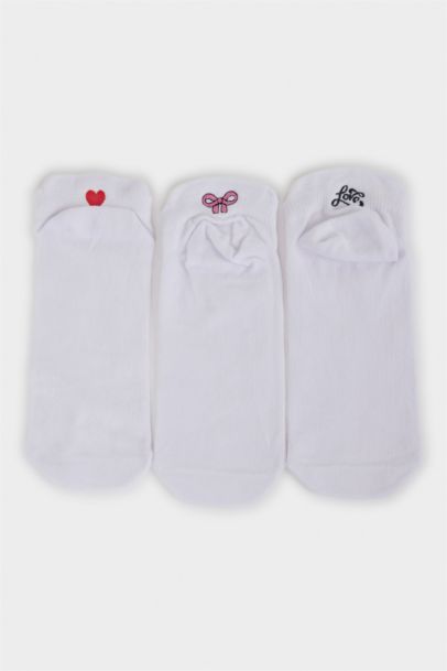 Woman Embroidered 3 piece Short Socks