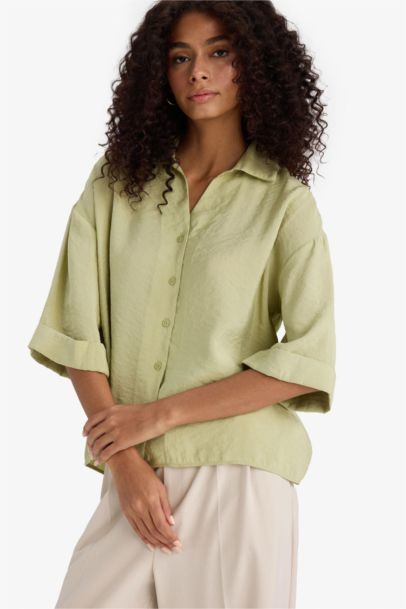 Oversize Fit Shirt Collar modal Long Sleeve Shirt