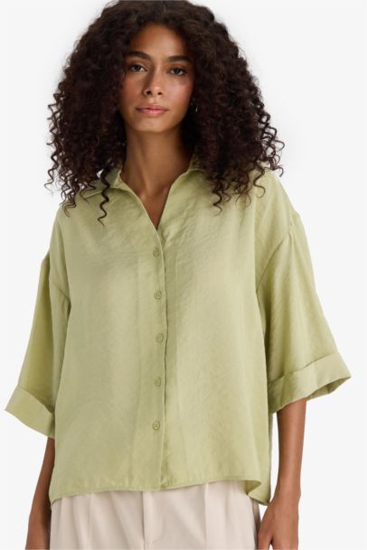 Oversize Fit Shirt Collar modal Long Sleeve Shirt