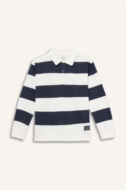 سويت شيرت ولادي مخطط قصة عادية بياخة بولو