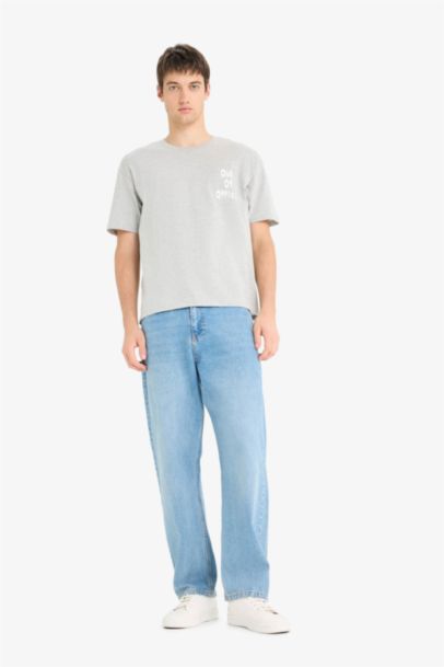 تيشيرت اوفر سايز نص كم برقبة مستديرة