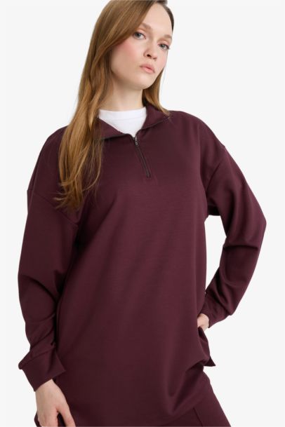 Regular Fit Zipper Long Sleeve Tunic