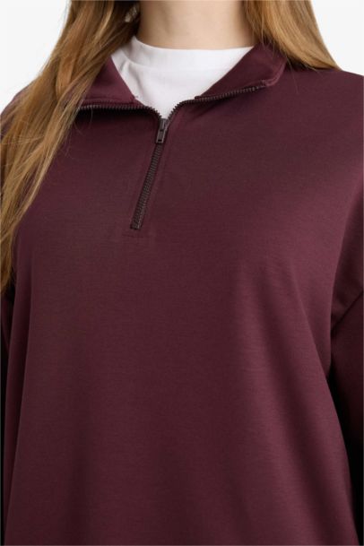 Regular Fit Zipper Long Sleeve Tunic