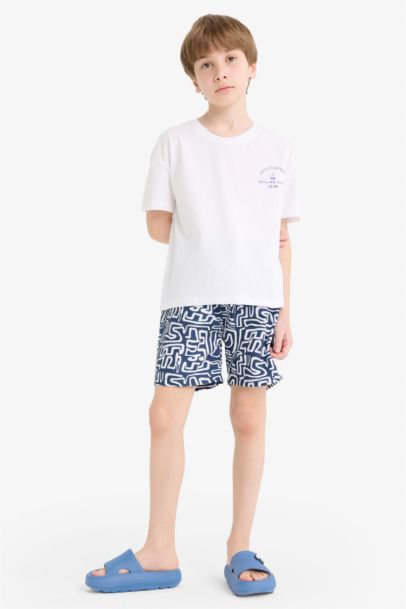 شورت بحر اولادي أبيض كحلي