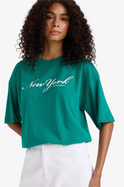 Regular Fit Crew Neck Printed Cotton T-Shirt