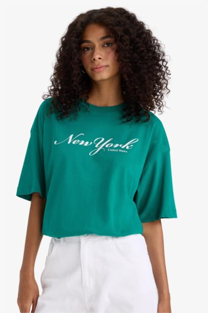Regular Fit Crew Neck Printed Cotton T-Shirt