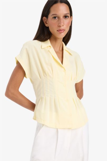 قميص نص ردن مخصر من بوبلين