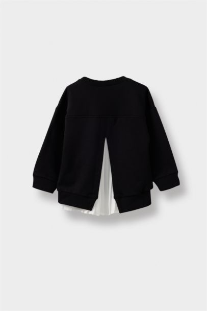 Bisiklet Yaka Baskılı İçi Yumuşak Tüylü Sweatshirt Kız Bebek