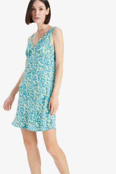 V-Neck Floral Sleeveless Mini Dress