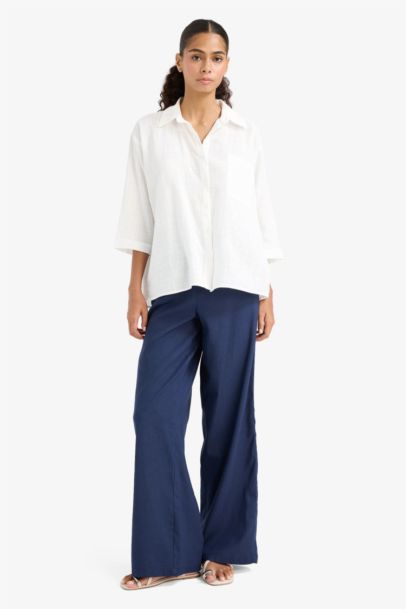 Oversize Fit Shirt Collar Cotton Short Sleeve Shirt