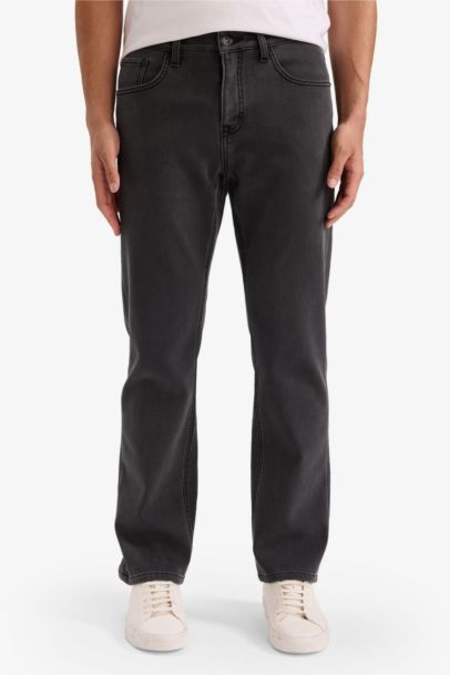 Diago Comfort Fit Yüksek Bel Geniş Paça Düz Paça Termal Polarlı Jean Pantolon