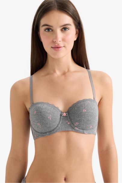Lace Detail Covered Padded Underwired Bra