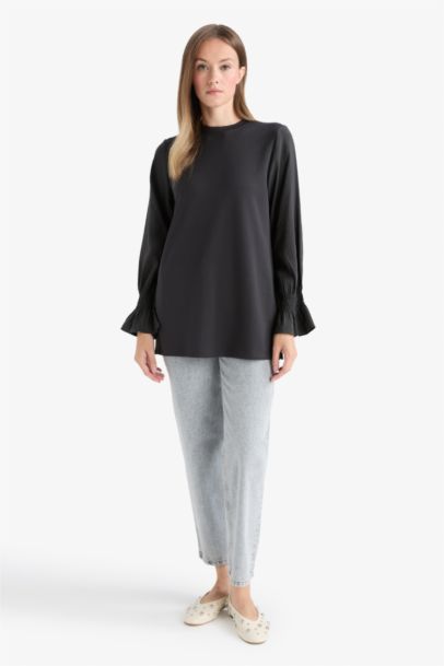Regular Fit Crew Neck Long Sleeve Tunic