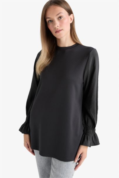 Regular Fit Crew Neck Long Sleeve Tunic