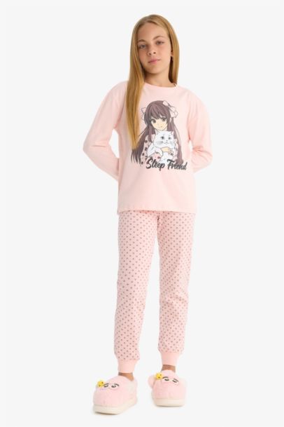 Girl Printed Top and Pants 2 Piece Pyjama Set