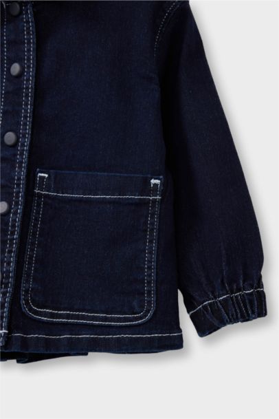 Kapüşonlu Denim Ceket Kız Bebek