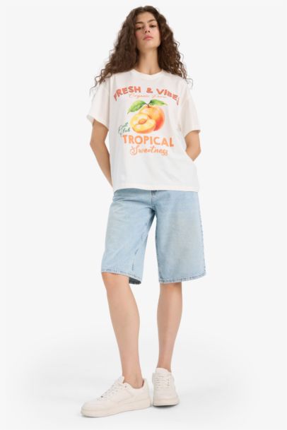 تيشيرت اوفر سايز مطبوع برقبة مستديرة