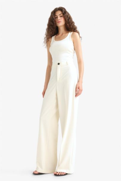 Straight Fit Fleto Cepli Normal Bel Standart Boy Pantolon