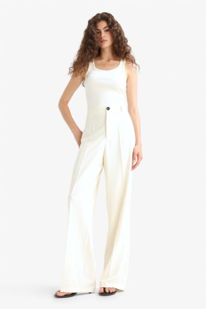 Straight Fit Fleto Cepli Normal Bel Standart Boy Pantolon