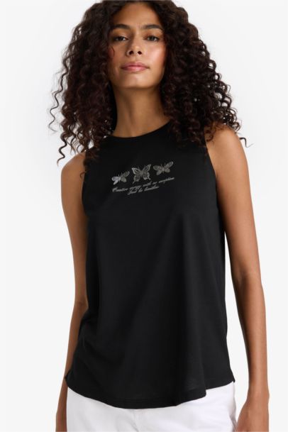 Relax Fit Printed Crew Neck Tank Top