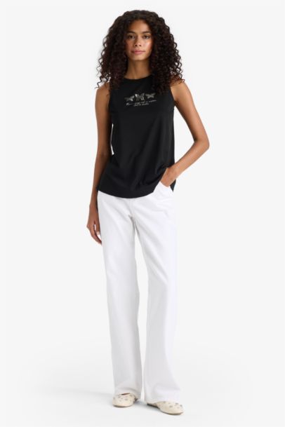 Relax Fit Printed Crew Neck Tank Top