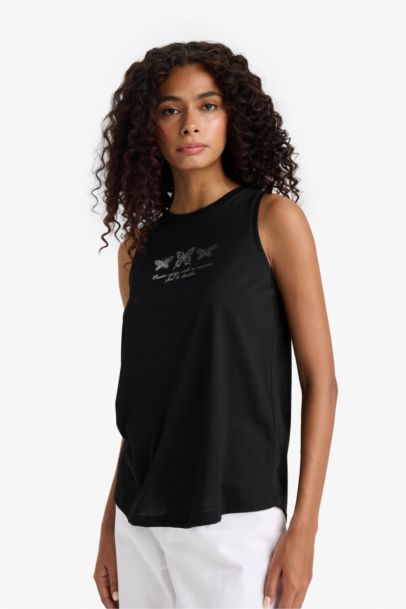 Relax Fit Printed Crew Neck Tank Top