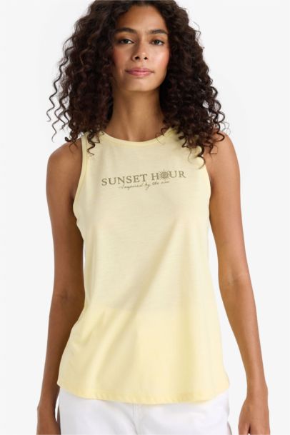 Relax Fit Bisiklet Yaka Baskılı Atlet