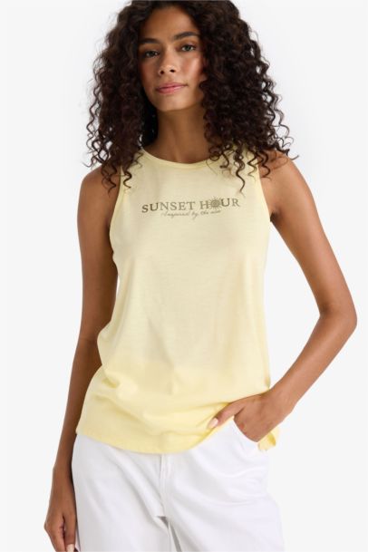 Relax Fit Bisiklet Yaka Baskılı Atlet