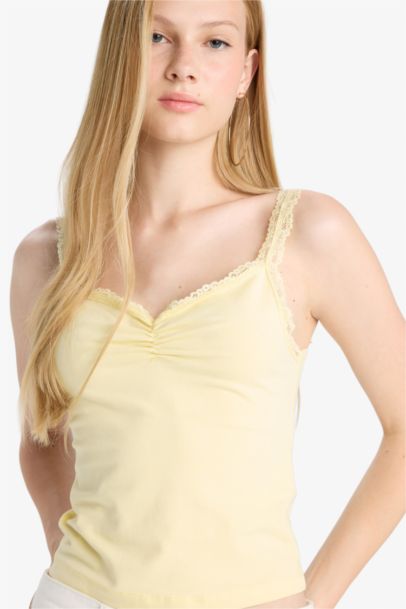 Coool Облегающий Майка с Кружевным Воротником