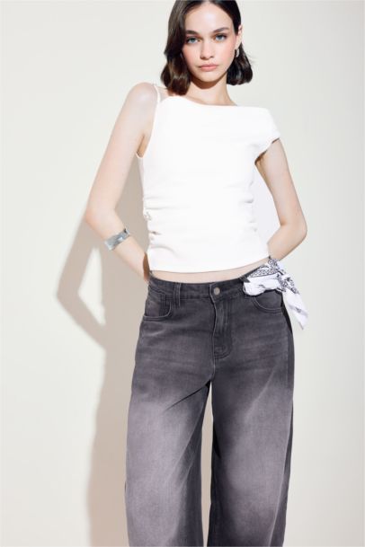 Asymmetrical One Shoulder Crepe Blouse