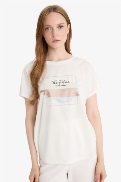 Regular Fit Crew Neck Printed Short Sleeve T-Shirt