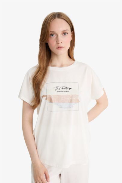 Regular Fit Crew Neck Printed Short Sleeve T-Shirt