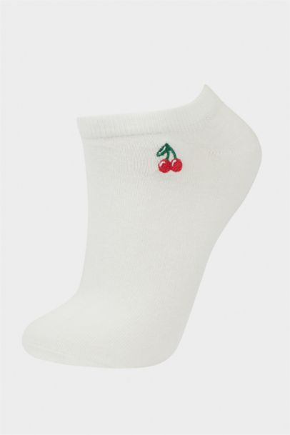 Kadın Meyve Baskılı 2'li Pamuklu Patik Çorap