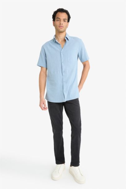 Slım Fıt Polo Yaka Kısa Kollu Gömlek