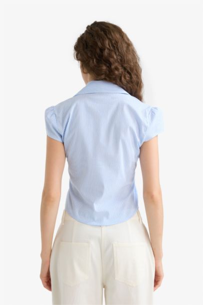 Fitted Poplin Kısa Kollu Gömlek