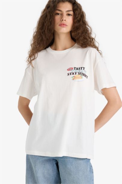 Oversize Fit Crew Neck Back Printed T-Shirt