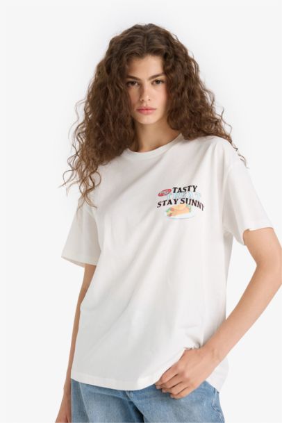 Oversize Fit Crew Neck Back Printed T-Shirt